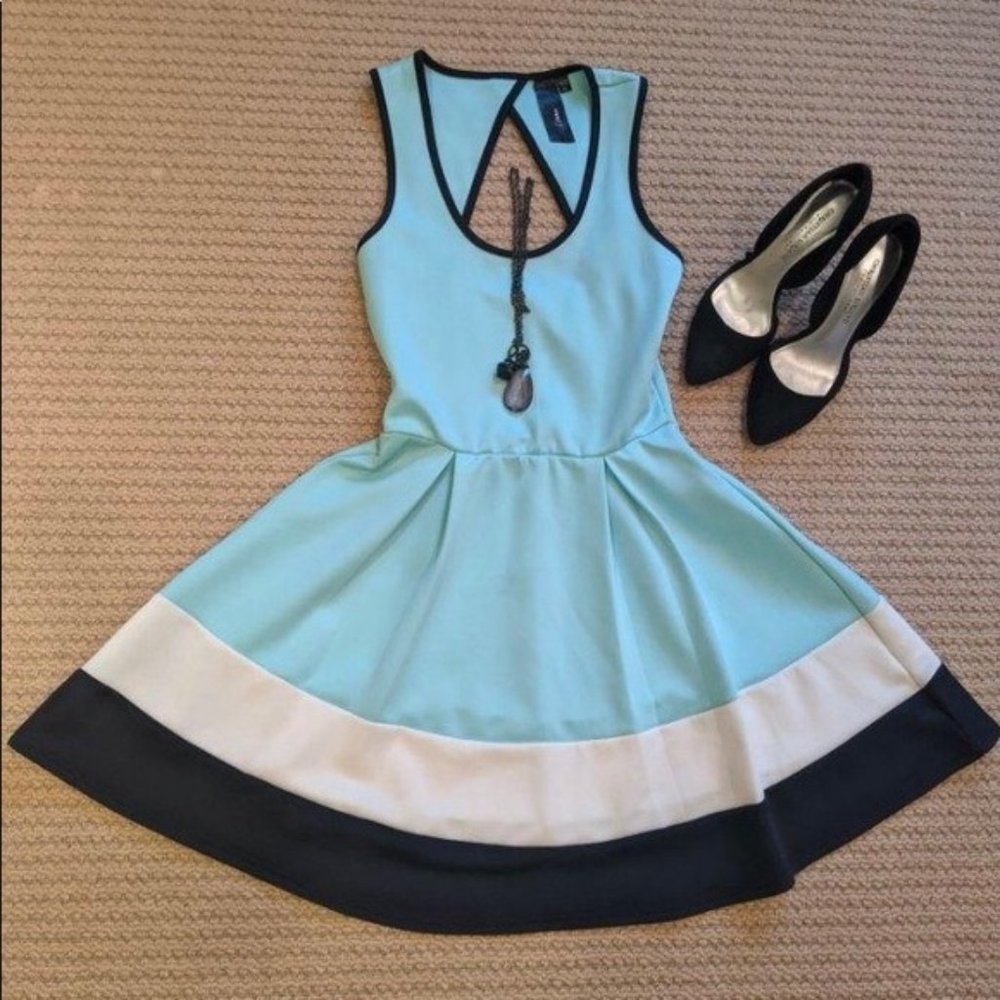 Mint and Navy Skater Dress (S)